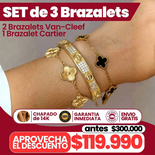 Set de 3 brazalets - 2 Van cleef, 1 cartier